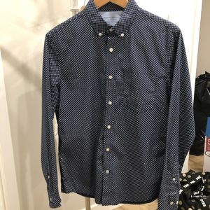 Dark blue dress shirt with circles
